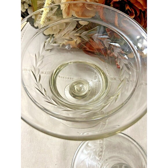 Tiffin Glass Lidded Candy Dish with Gold Engraved Flowers – 9” Tall - Picture 5 of 7